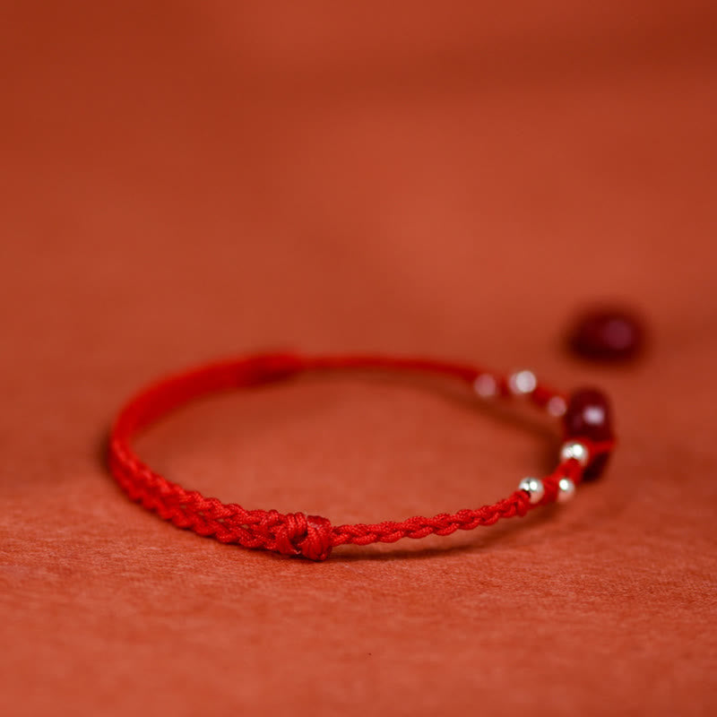 Bracelet de cheville ajustable en cinabre et Buddha Stones, boucle de paix, fait main, avec cordon, symbole de bénédiction - image 3
