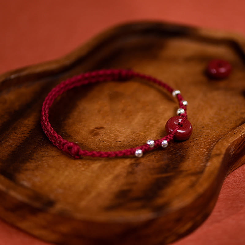 Bracelet de cheville ajustable en cinabre et Buddha Stones, boucle de paix, fait main, avec cordon, symbole de bénédiction - image 16