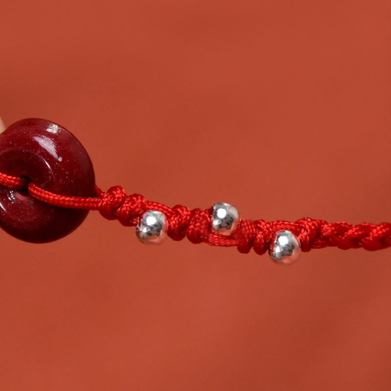 Bracelet de cheville ajustable en cinabre et Buddha Stones, boucle de paix, fait main, avec cordon, symbole de bénédiction - image 7