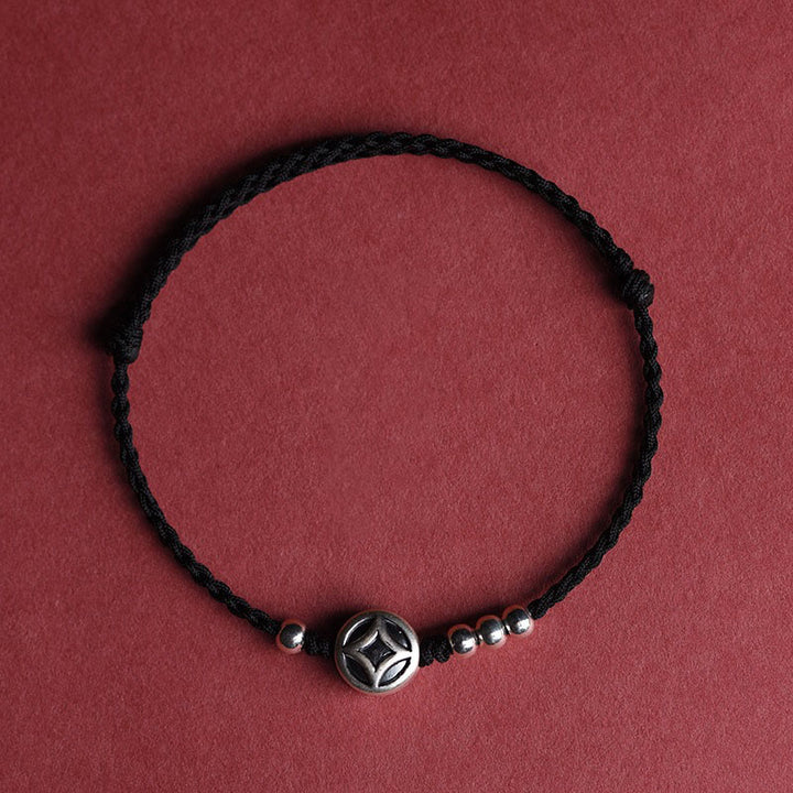 Bracelet de cheville en argent sterling 999 avec breloque en cuivre et Buddha Stones, fait main, en cordelette résistante. - Bracelet de cheville en corde noire (circonférence 22-30 cm) - image 13