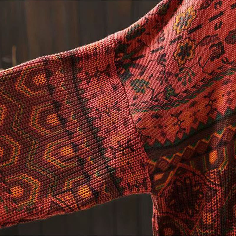 Sweat à capuche tricoté à manches longues pour femme, en coton, à rayures géométriques et fleurs, motif Buddha Stones Fall - image 8