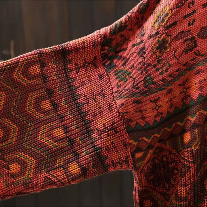 Sweat à capuche tricoté à manches longues pour femme, en coton, à rayures géométriques et fleurs, motif Buddha Stones Fall - image 8