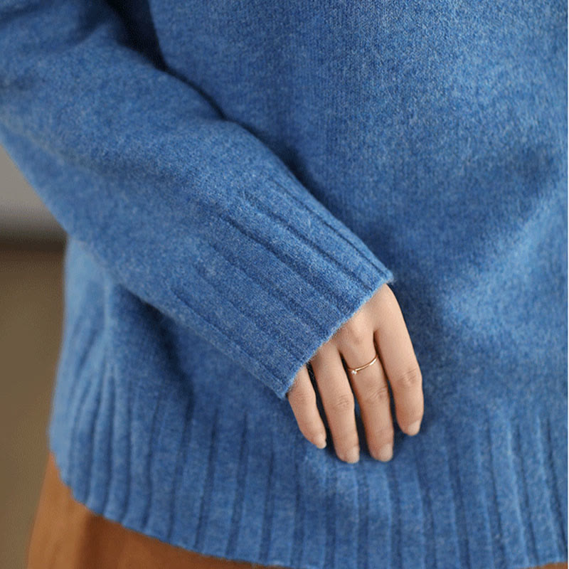 Pull en coton tricoté à manches longues et col rond pour femme, motif Buddha Stones - image 4