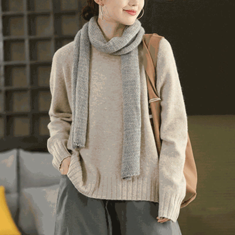 Pull en coton tricoté à manches longues et col rond pour femme, motif Buddha Stones - image 16