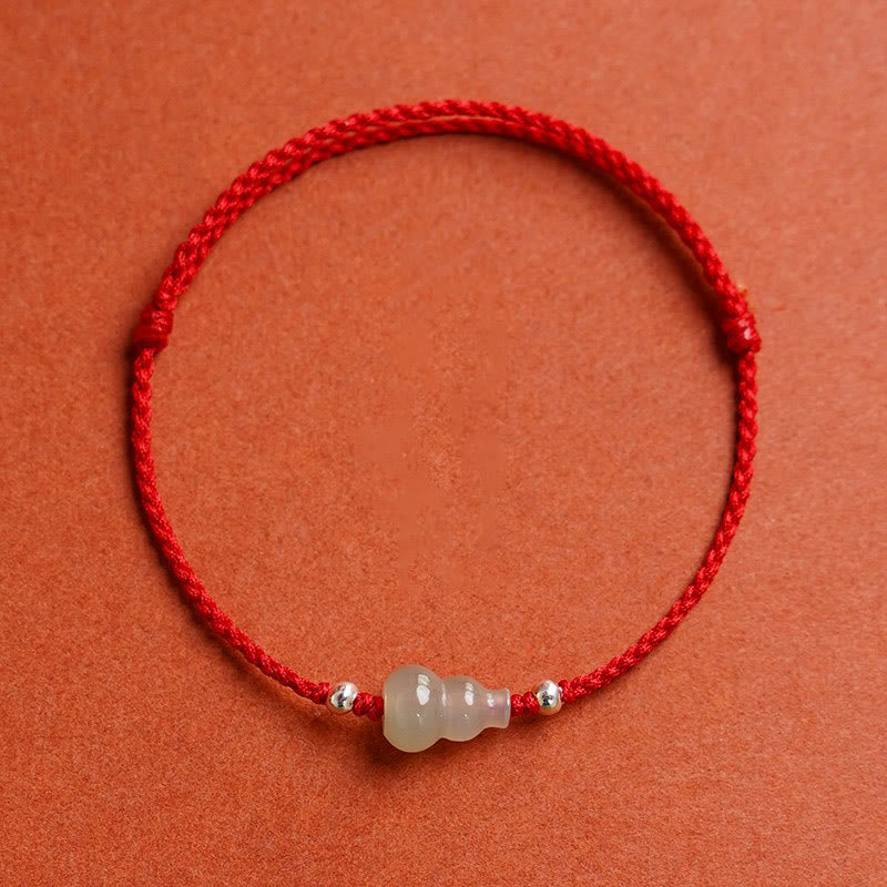 Bracelet de cheville en jade rouge Hetian avec Buddha Stones et cordon, symbole de prospérité - Bracelet de cheville en corde rouge (circonférence 22-30 cm) - image 9