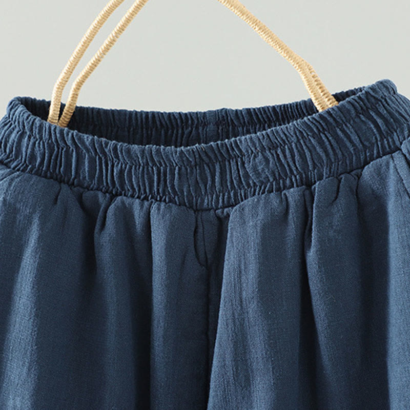 Pantalon thermique d'hiver pour femme, coupe droite, taille élastique, fermeture à boutons brandebourg, en coton, avec poches, motif Buddha Stones - image 2