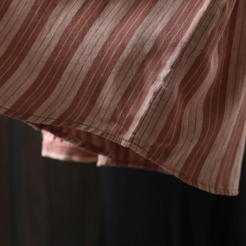 Chemise en coton à manches longues et col montant, à rayures verticales et Buddha Stones - image 23