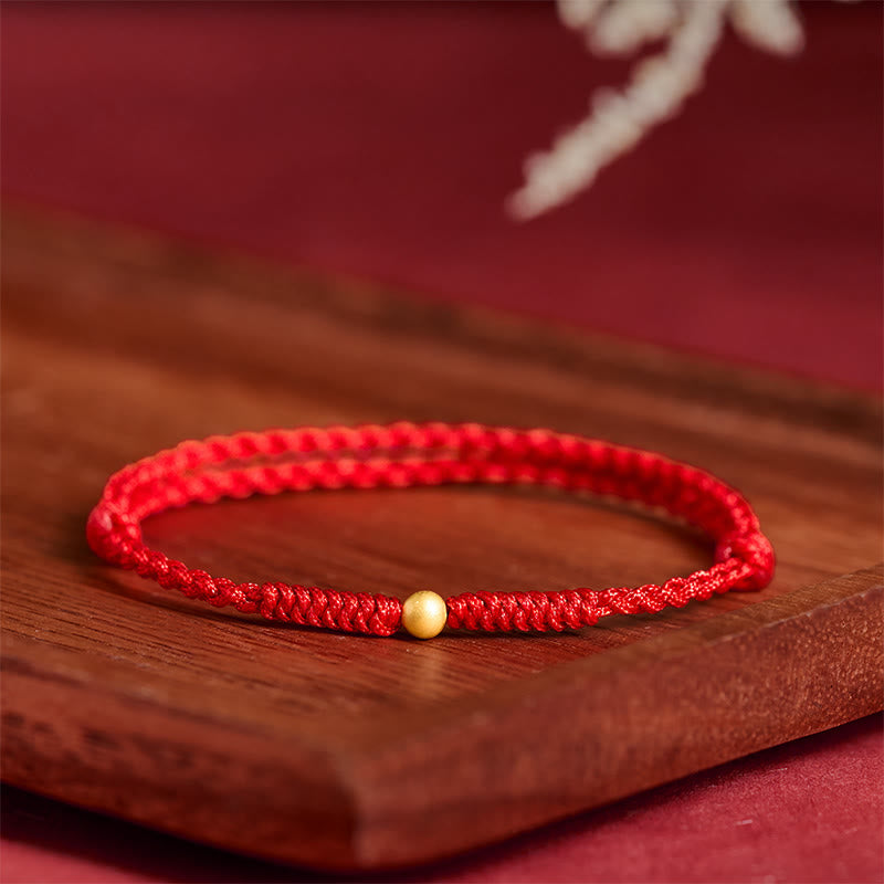 Bracelet de cheville en corde rouge tressée, plaqué or et orné d'une seule perle , Buddha Stones - image 13