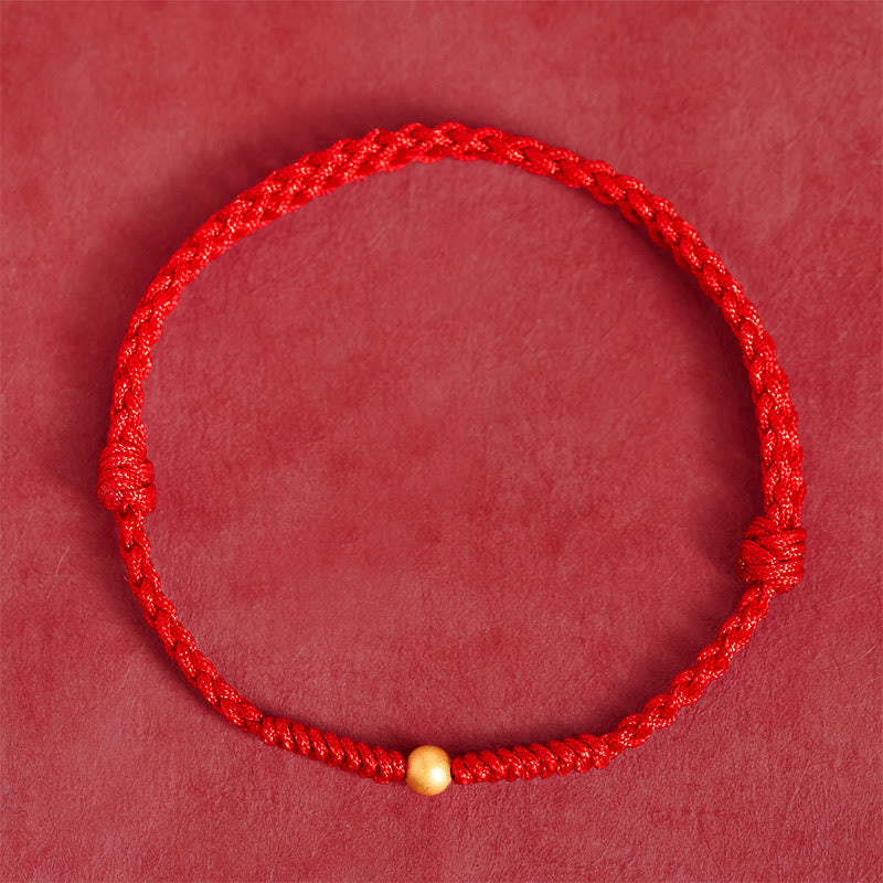 Bracelet de cheville en corde rouge tressée, plaqué or et orné d'une seule perle , Buddha Stones - image 10