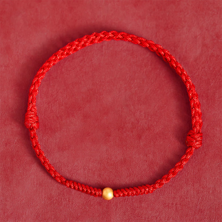 Bracelet de cheville en corde rouge tressée, plaqué or et orné d'une seule perle , Buddha Stones - image 10