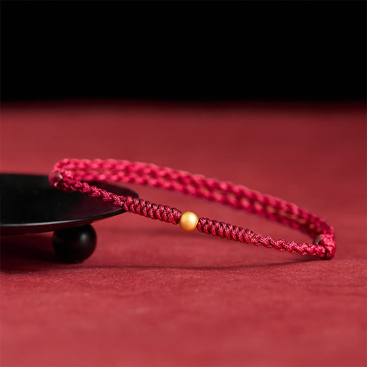 Bracelet de cheville en corde rouge tressée, plaqué or et orné d'une seule perle , Buddha Stones - image 5