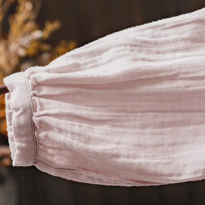 Chemise en coton à manches longues pour femme, col rond, fermeture boutonnée au dos, Buddha Stones - image 7