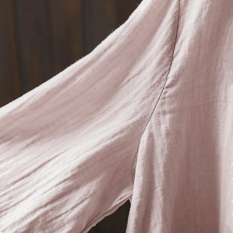 Chemise en coton à manches longues pour femme, col rond, fermeture boutonnée au dos, Buddha Stones - image 6