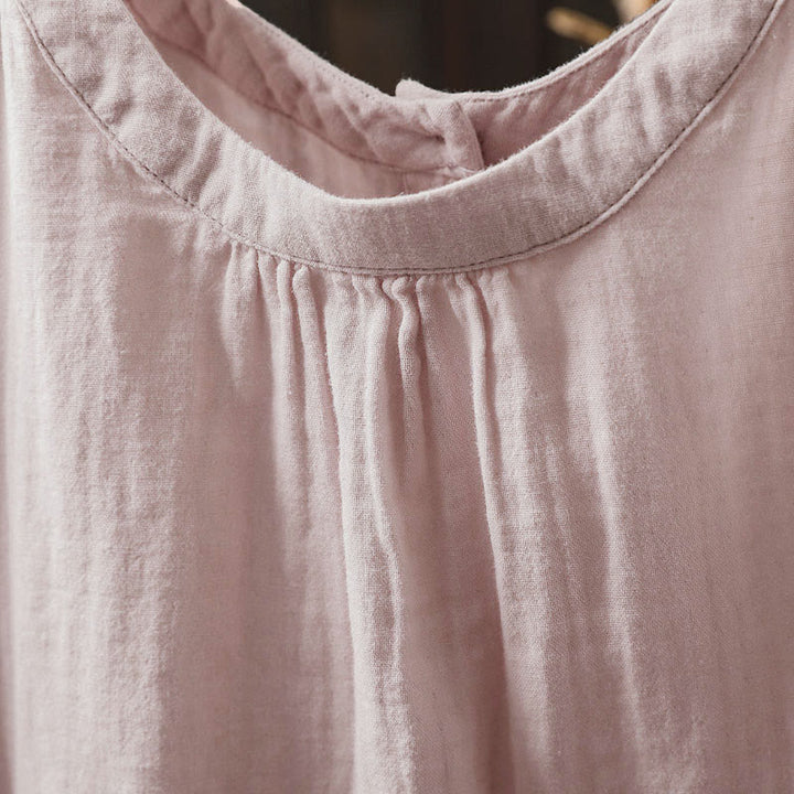 Chemise en coton à manches longues pour femme, col rond, fermeture boutonnée au dos, Buddha Stones - image 4