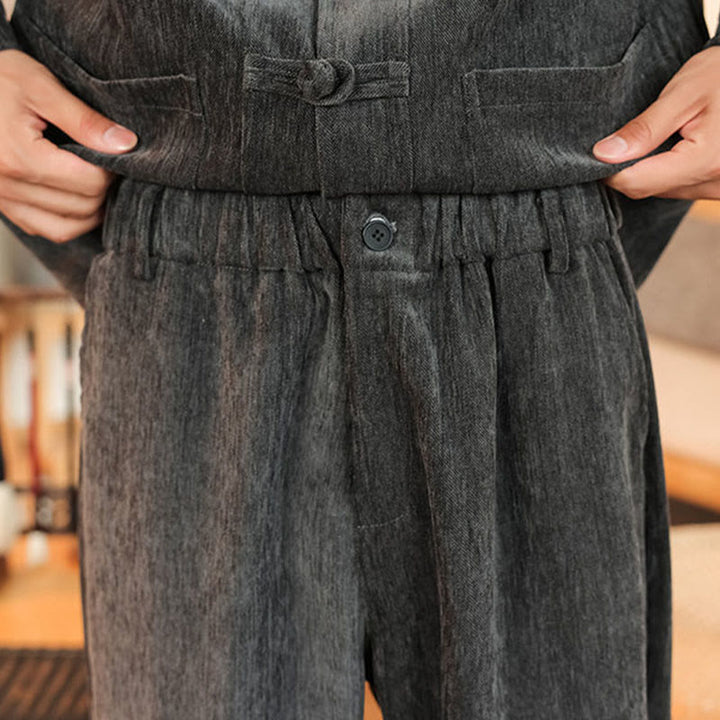 Ensemble veste et pantalon en velours côtelé de coton épais à manches longues et poches, motif Buddha Stones, 2 pièces, hiver. - image 20