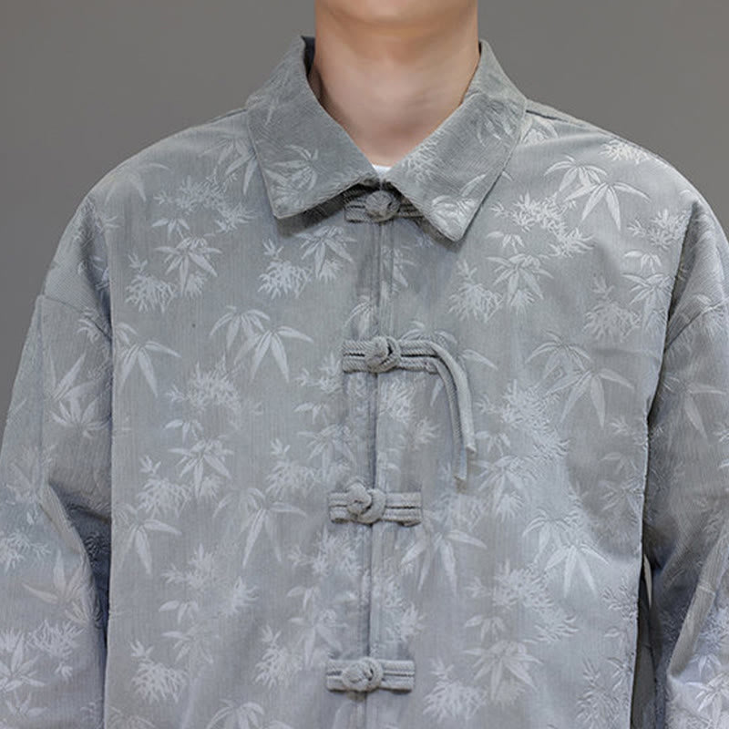 Ensemble veste et pantalon en velours côtelé de coton épais en bambou, manches longues, poches, avec boutons brandebourg, motif Buddha Stones (2 pièces). - image 18