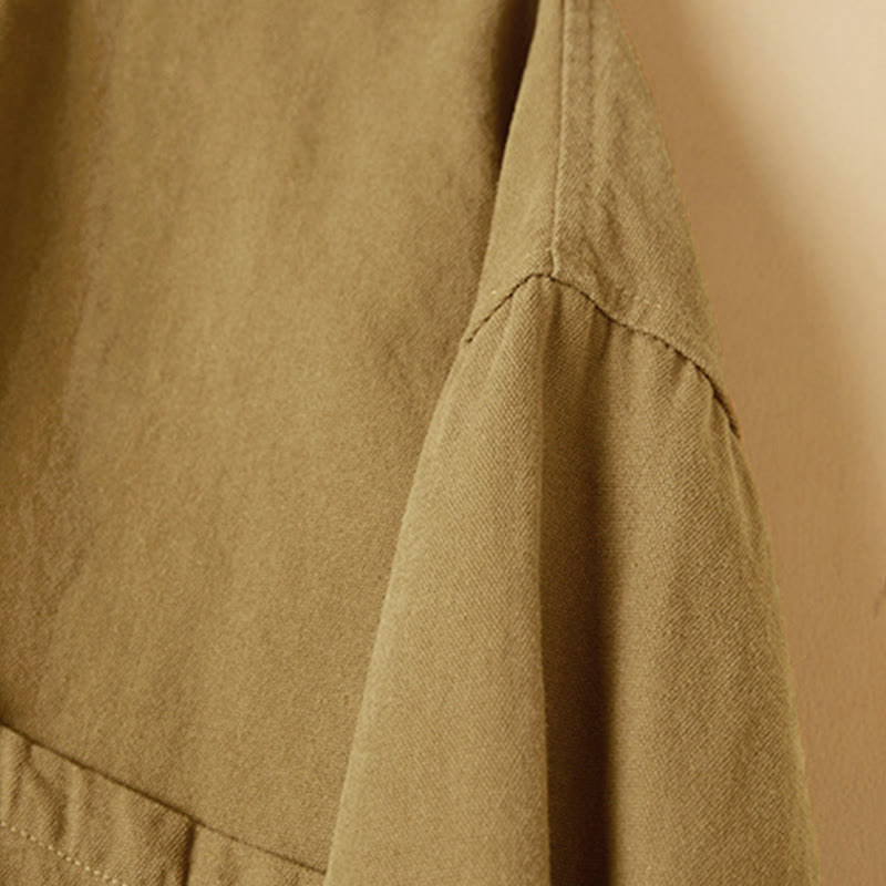 Chemise décontractée à manches longues et col montant pour femme, en coton, avec boutons et Buddha Stones - image 8