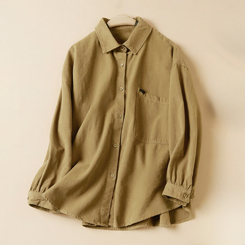 Chemise décontractée à manches longues et col montant pour femme, en coton, avec boutons et Buddha Stones - verge d'or - US14，UK/AU18，EU46 (2XL) - image 5