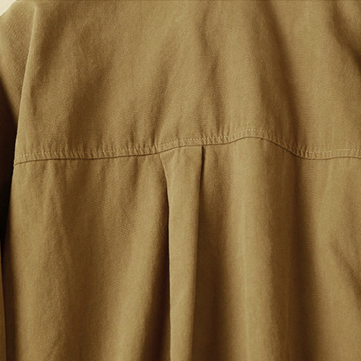 Chemise décontractée à manches longues et col montant pour femme, en coton, avec boutons et Buddha Stones - image 14