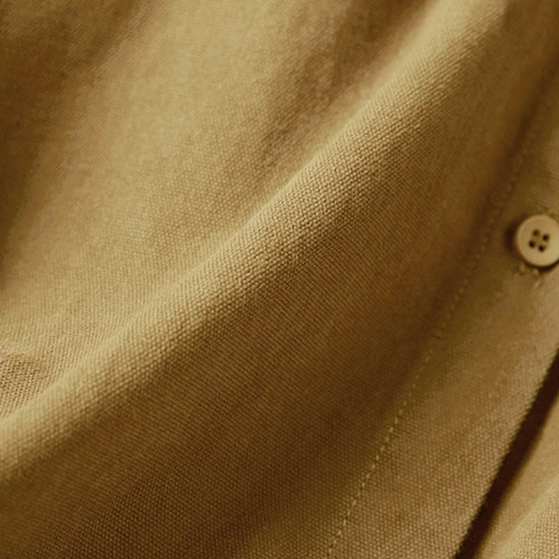 Chemise décontractée à manches longues et col montant pour femme, en coton, avec boutons et Buddha Stones - image 7