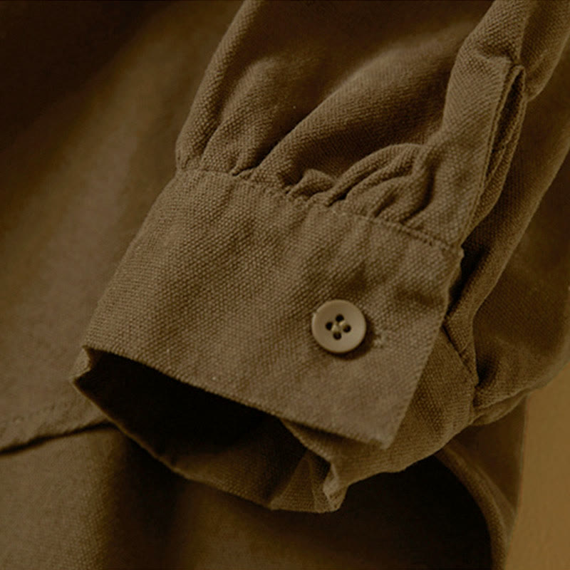 Chemise décontractée à manches longues et col montant pour femme, en coton, avec boutons et Buddha Stones - image 19