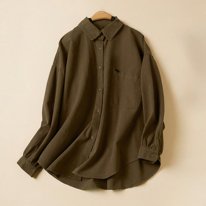 Chemise décontractée à manches longues et col montant pour femme, en coton, avec boutons et Buddha Stones - Terre de sienne - US14，UK/AU18，EU46 (2XL) - image 15