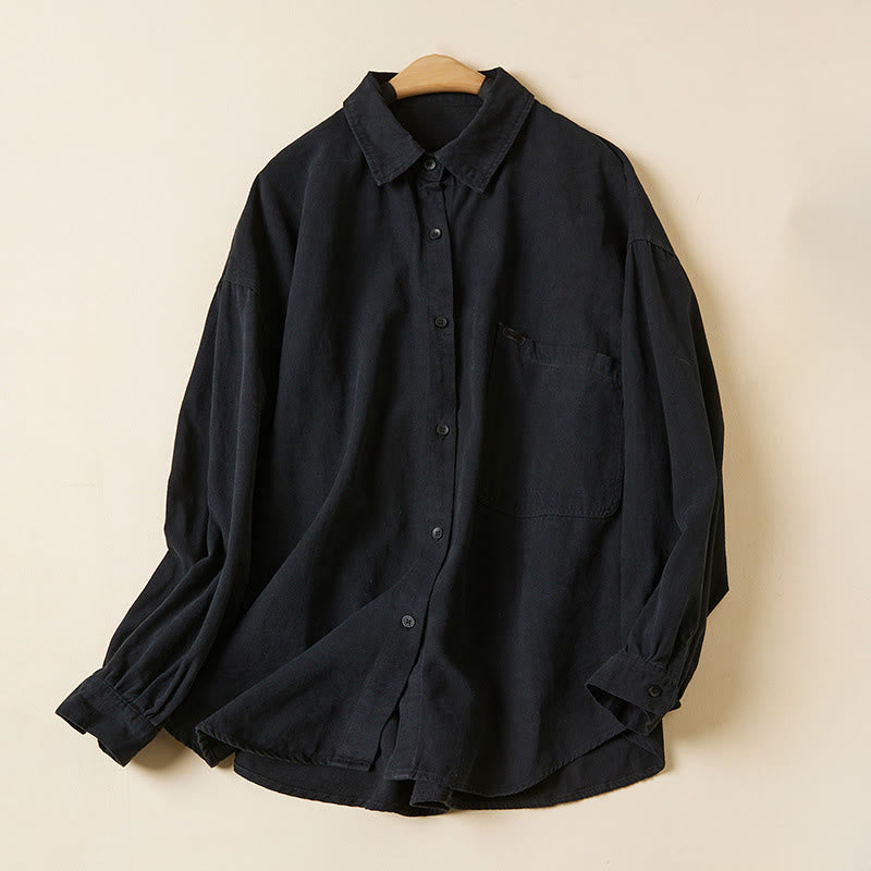 Chemise décontractée à manches longues et col montant pour femme, en coton, avec boutons et Buddha Stones - Noir - US14，UK/AU18，EU46 (2XL) - image 21