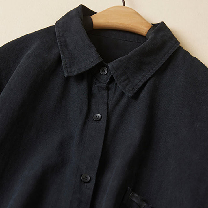 Chemise décontractée à manches longues et col montant pour femme, en coton, avec boutons et Buddha Stones - image 23