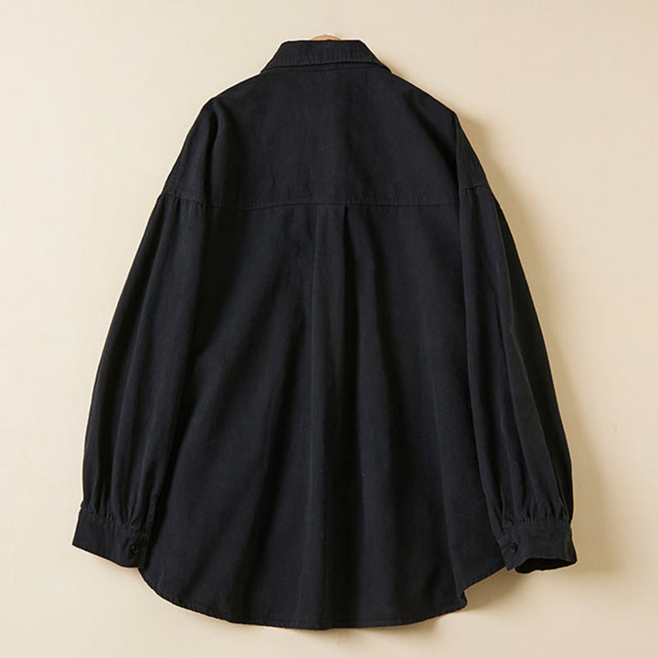 Chemise décontractée à manches longues et col montant pour femme, en coton, avec boutons et Buddha Stones - image 22