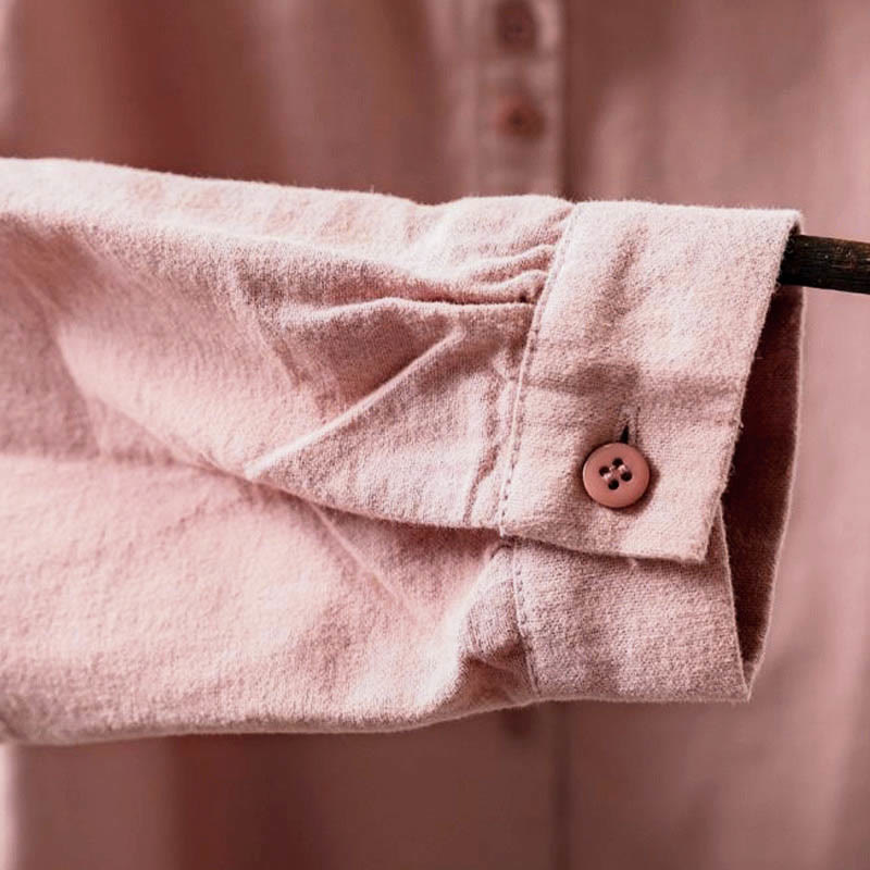 Chemise en coton à manches longues et col montant, couleur unie , Buddha Stones - image 13