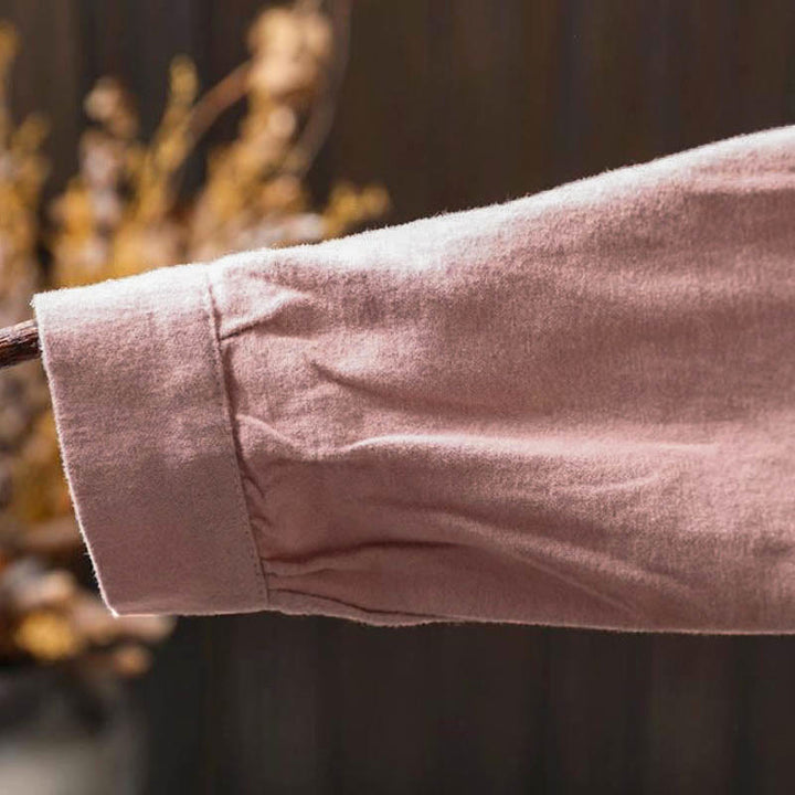 Chemise en coton à manches longues et col montant, couleur unie , Buddha Stones - image 14