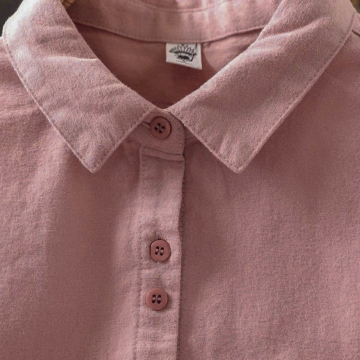 Chemise en coton à manches longues et col montant, couleur unie , Buddha Stones - image 6