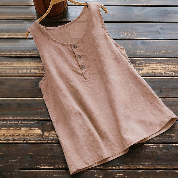 Gilet d'été à col ras du cou et boutons pour femme, couleur pure, Buddha Stones - LightCoral - US18，UK/AU22，EU50 (5XL) - image 4