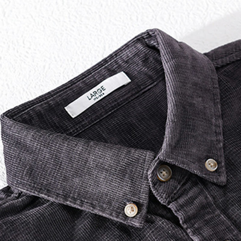 Veste homme en velours côtelé uni, manches longues, en coton épais, avec poches, motif Buddha Stones - image 1