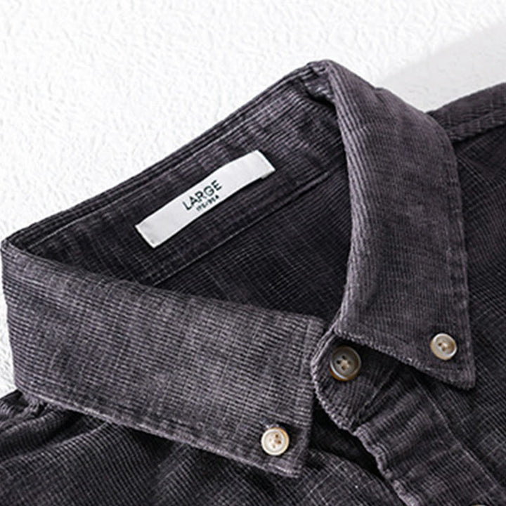 Veste homme en velours côtelé uni, manches longues, en coton épais, avec poches, motif Buddha Stones - image 1