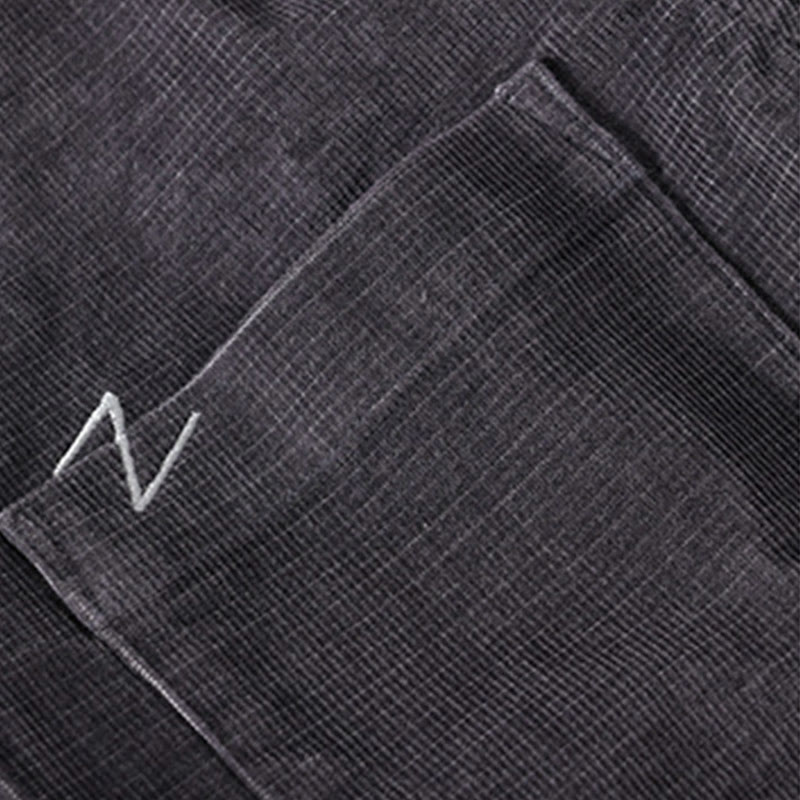 Veste homme en velours côtelé uni, manches longues, en coton épais, avec poches, motif Buddha Stones - image 2