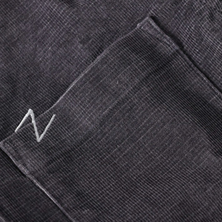 Veste homme en velours côtelé uni, manches longues, en coton épais, avec poches, motif Buddha Stones - image 2