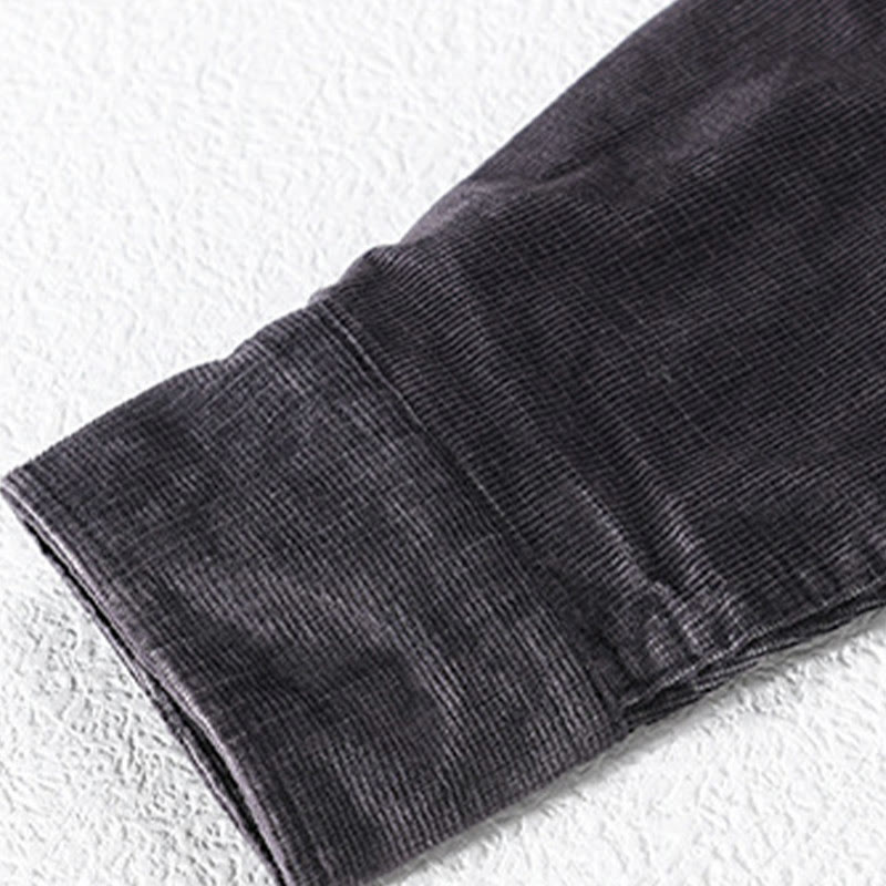 Veste homme en velours côtelé uni, manches longues, en coton épais, avec poches, motif Buddha Stones - image 3