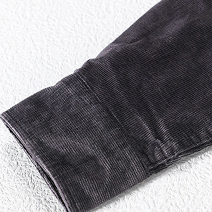 Veste homme en velours côtelé uni, manches longues, en coton épais, avec poches, motif Buddha Stones - image 3