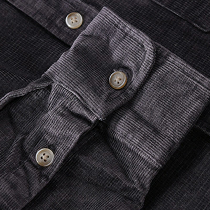 Veste homme en velours côtelé uni, manches longues, en coton épais, avec poches, motif Buddha Stones - image 4