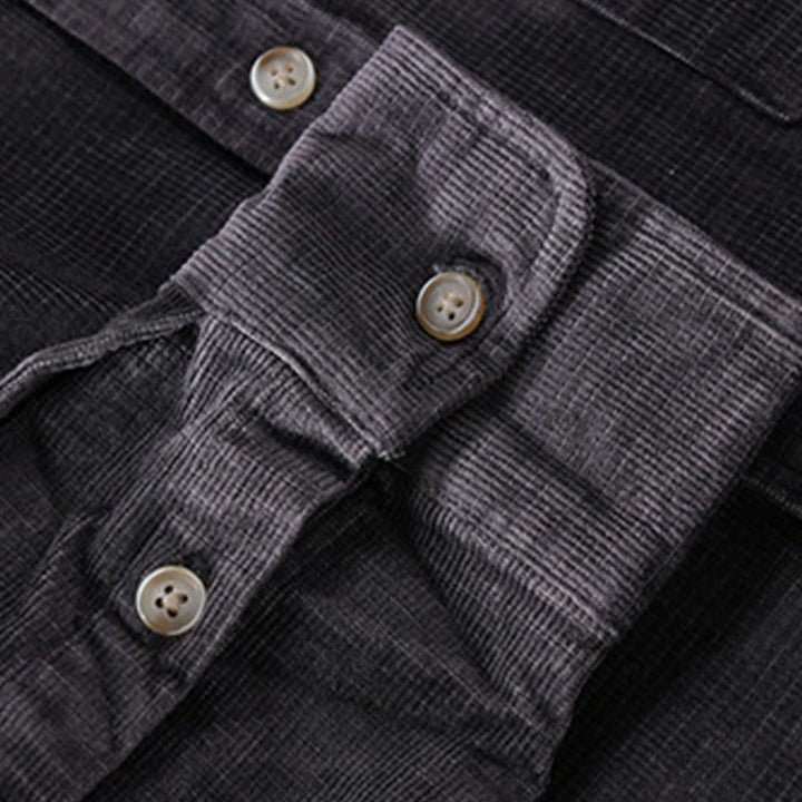 Veste homme en velours côtelé uni, manches longues, en coton épais, avec poches, motif Buddha Stones - image 4