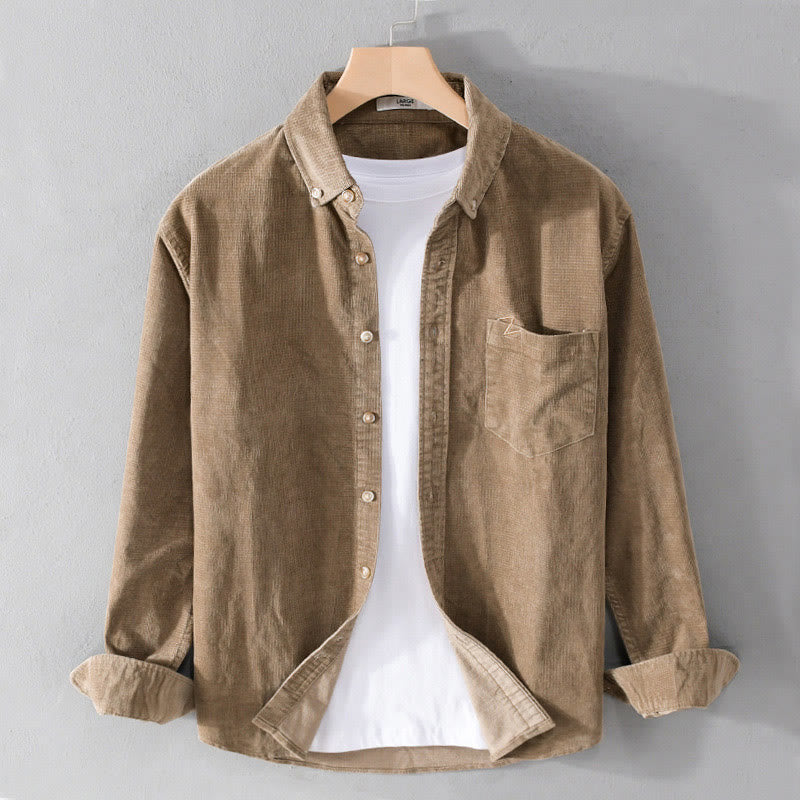 Veste homme en velours côtelé uni, manches longues, en coton épais, avec poches, motif Buddha Stones - BurlyWood - US/UK/AU44，EU54 (4XL) - image 7