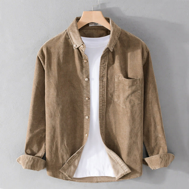 Veste homme en velours côtelé uni, manches longues, en coton épais, avec poches, motif Buddha Stones - BurlyWood - US/UK/AU44，EU54 (4XL) - image 7