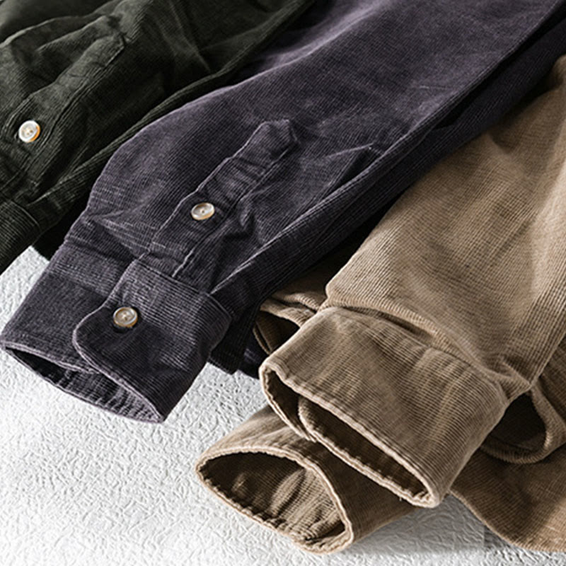 Veste homme en velours côtelé uni, manches longues, en coton épais, avec poches, motif Buddha Stones - image 16