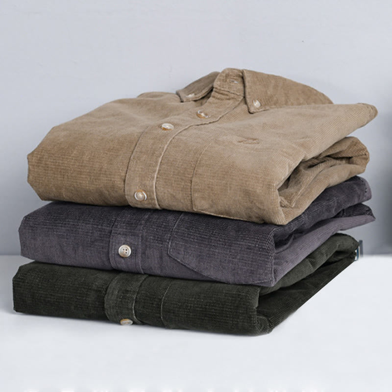 Veste homme en velours côtelé uni, manches longues, en coton épais, avec poches, motif Buddha Stones - image 17