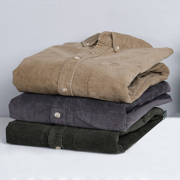 Veste homme en velours côtelé uni, manches longues, en coton épais, avec poches, motif Buddha Stones - image 17