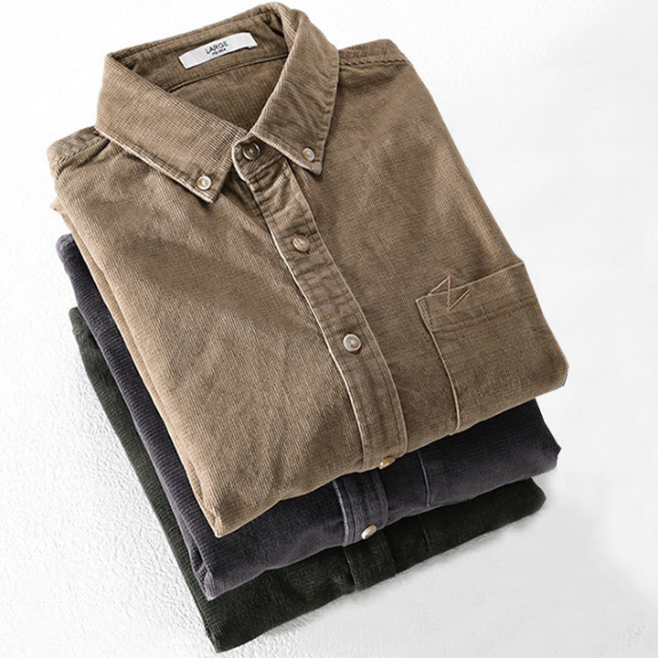 Veste homme en velours côtelé uni, manches longues, en coton épais, avec poches, motif Buddha Stones - image 19