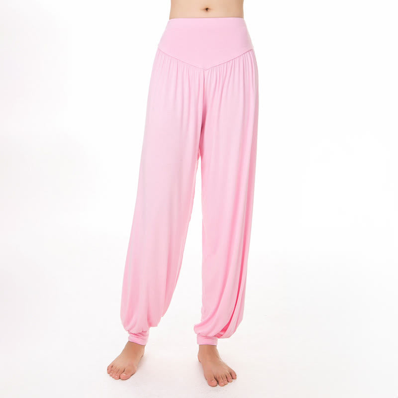 Buddha Stones Pantalon sarouel de yoga et de danse en modal ample de couleur unie - image 11