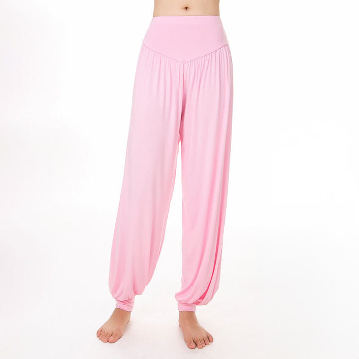 Buddha Stones Pantalon sarouel de yoga et de danse en modal ample de couleur unie - image 11