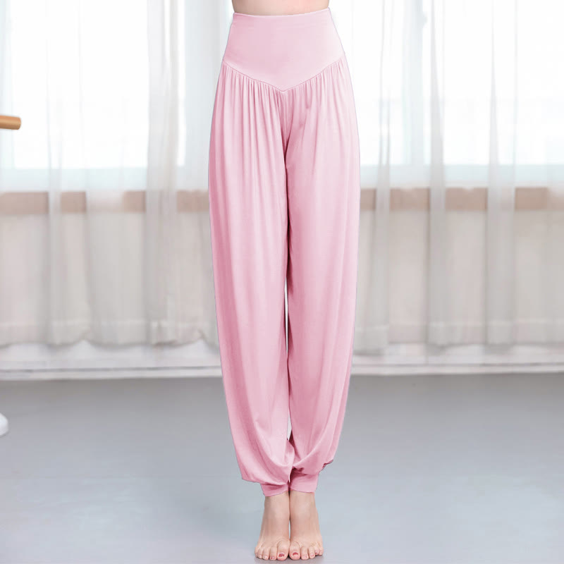 Pantalon harem ample en modal uni Buddha Stones , idéal pour le yoga et la danse. - Rose clair - US12，UK/AU16，EU44 (3XL) - image 10